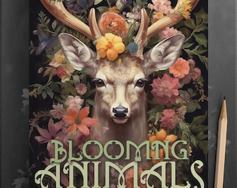 Blooming Animals Coloring Book for Adults | Animals and Flowers Coloring Pages | Animals Coloring Book for Adults - Flowers Coloring A4 64P