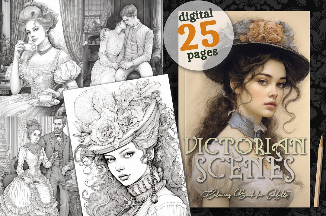 Victorian Scenes Victorian Coloring Book for Adults Printable Victorian ...