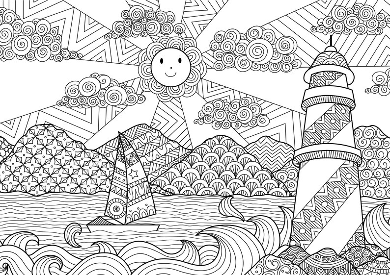 Städte Malbuch für Erwachsene Zentangle Landschaft Malbuch