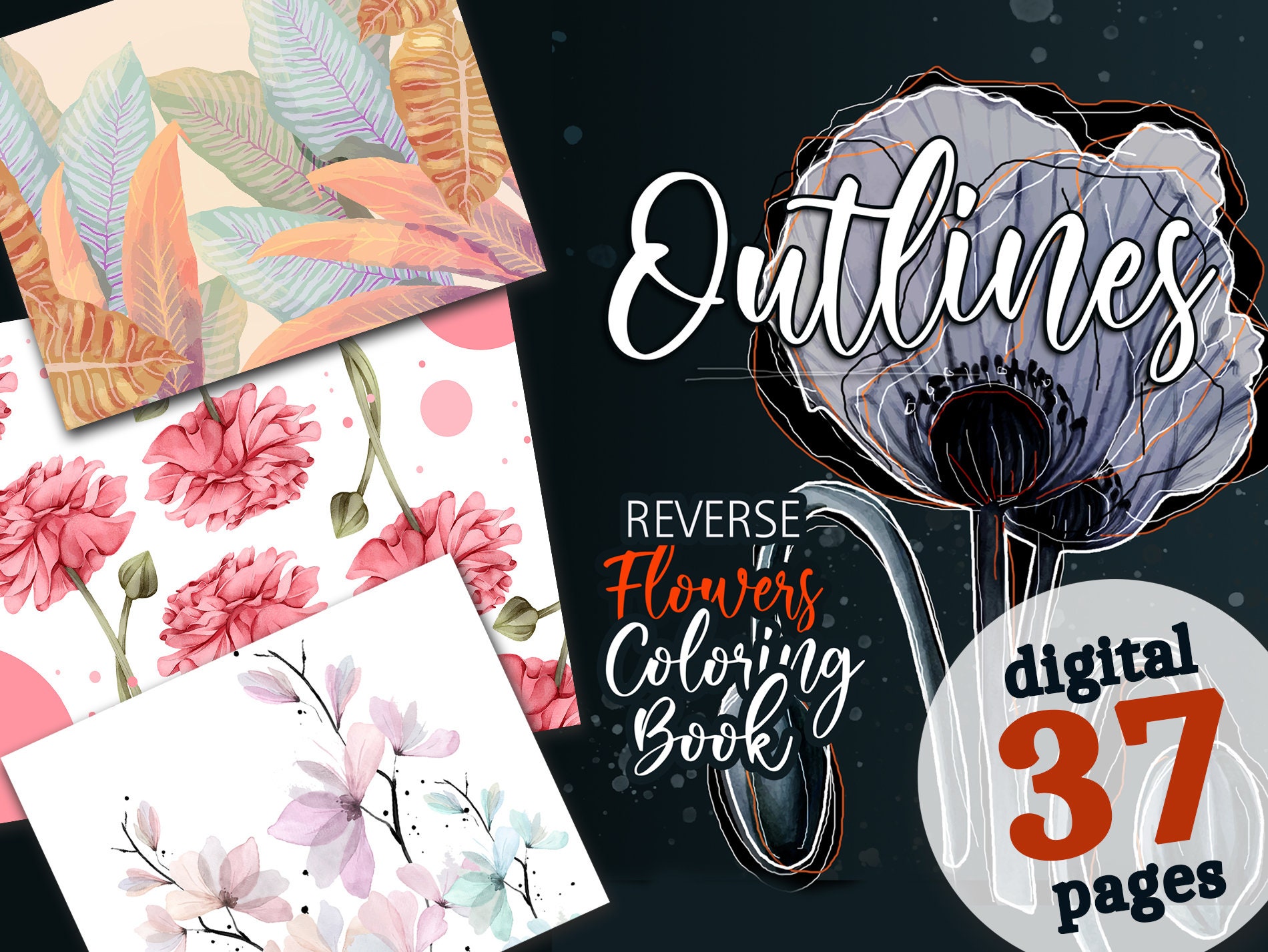 Reverse Coloring Book for Anxiety Relief: Anti-Stress Reverse Coloring Book  for Adults, Relaxing Patterns, flowers, Landscapes and more to Explore