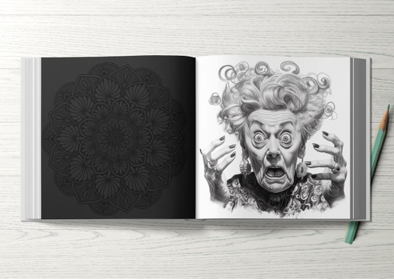 Abstract Faces Coloring Book for Adults: Grayscale Faces Coloring