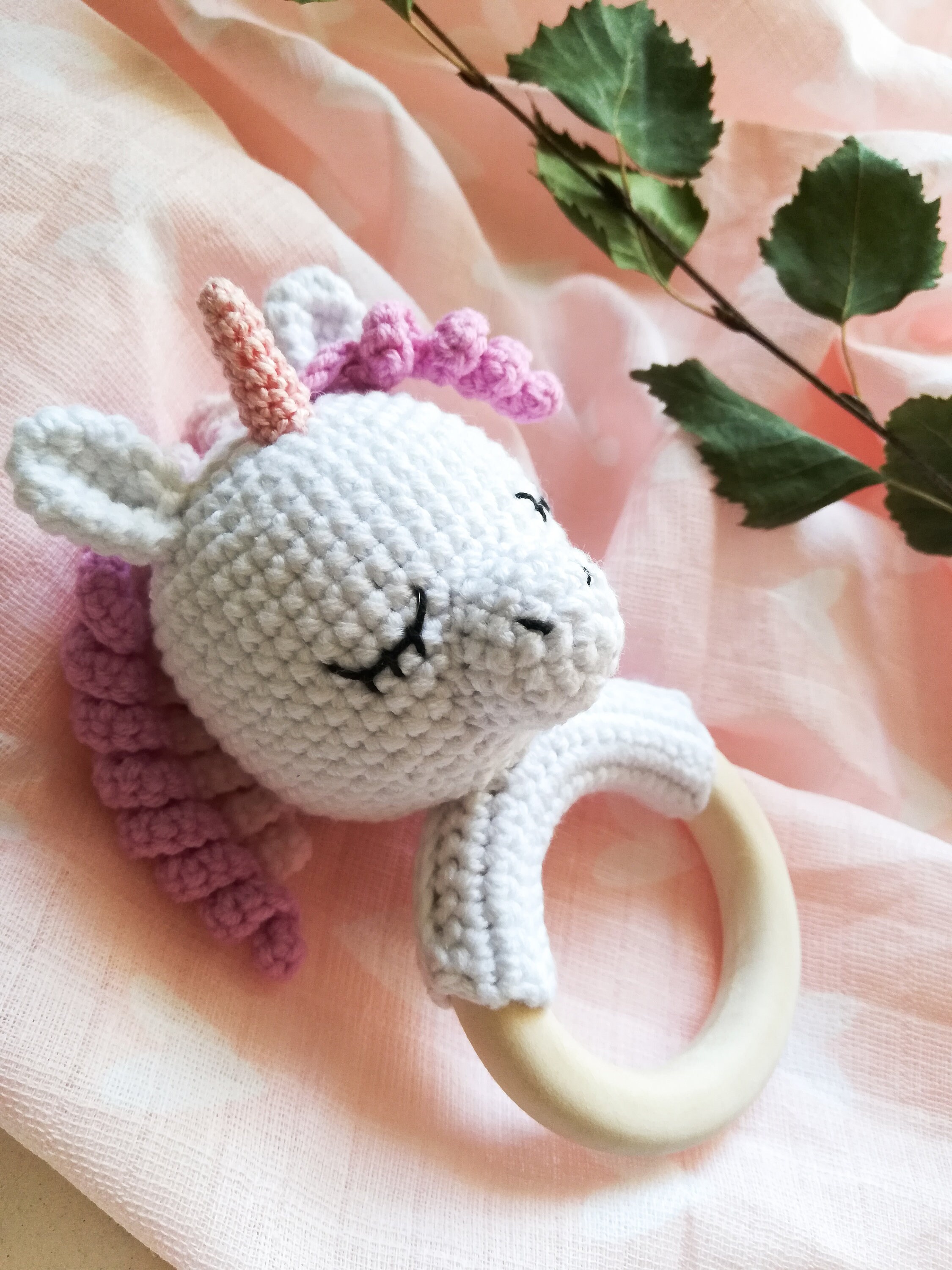 Unique unicorn baby rattle toy as gift for expecting mom Etsy