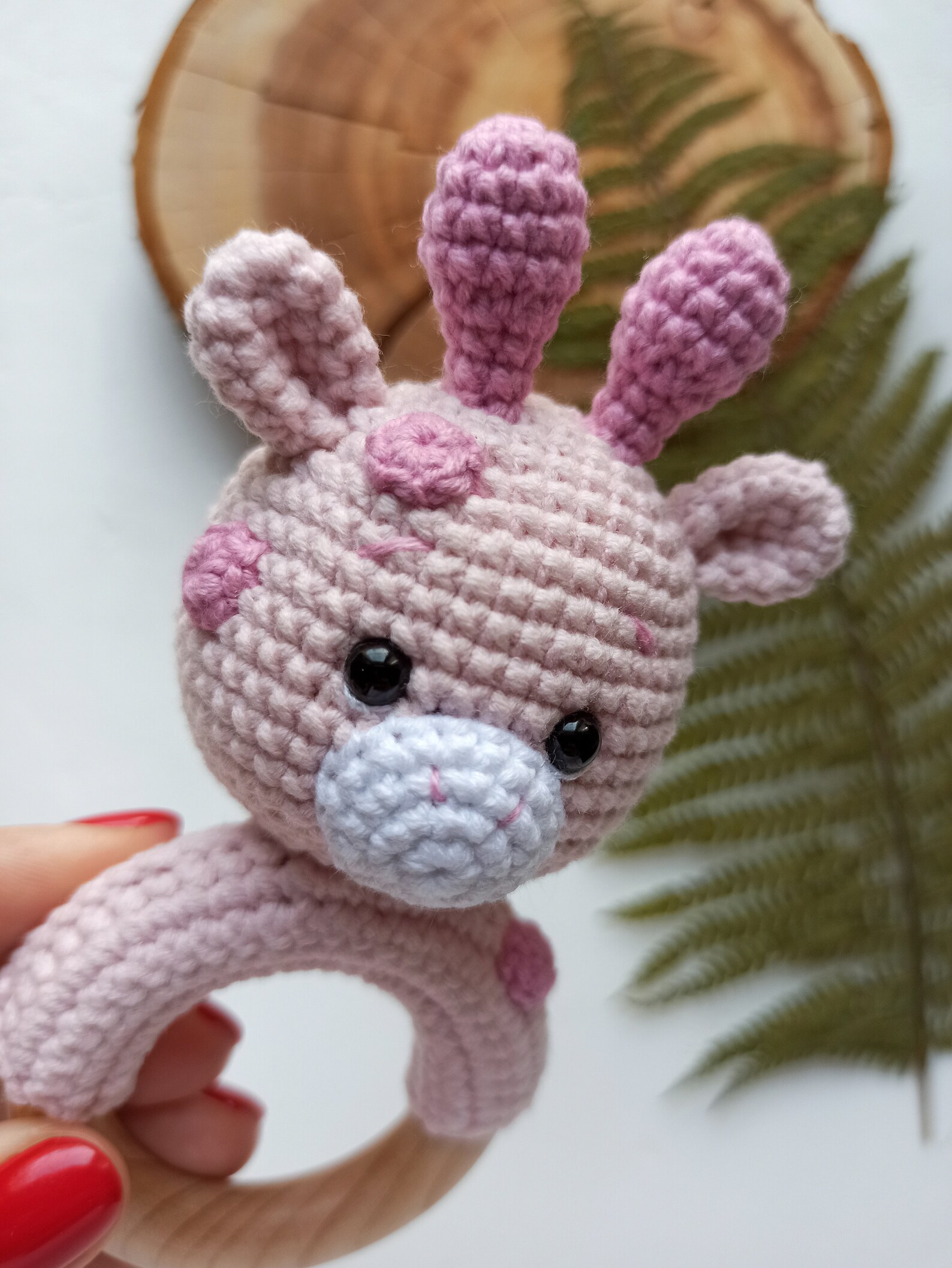 Pink giraffe baby rattle toy is baby toys 6 months unique Etsy