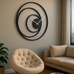 Metal Large Wall Clock Rustic Wall Clock Oversized Farmhouse Wall Clock Modern Minimalist Round Wall Clock Industrial Wall Art Decorative