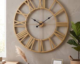 Metal Large Gold Queen Wall Clock Rustic Oversized Farmhouse Modern Minimalist Round Wall Clock Industrial Wall Ornament Fashion Gift/Gifts