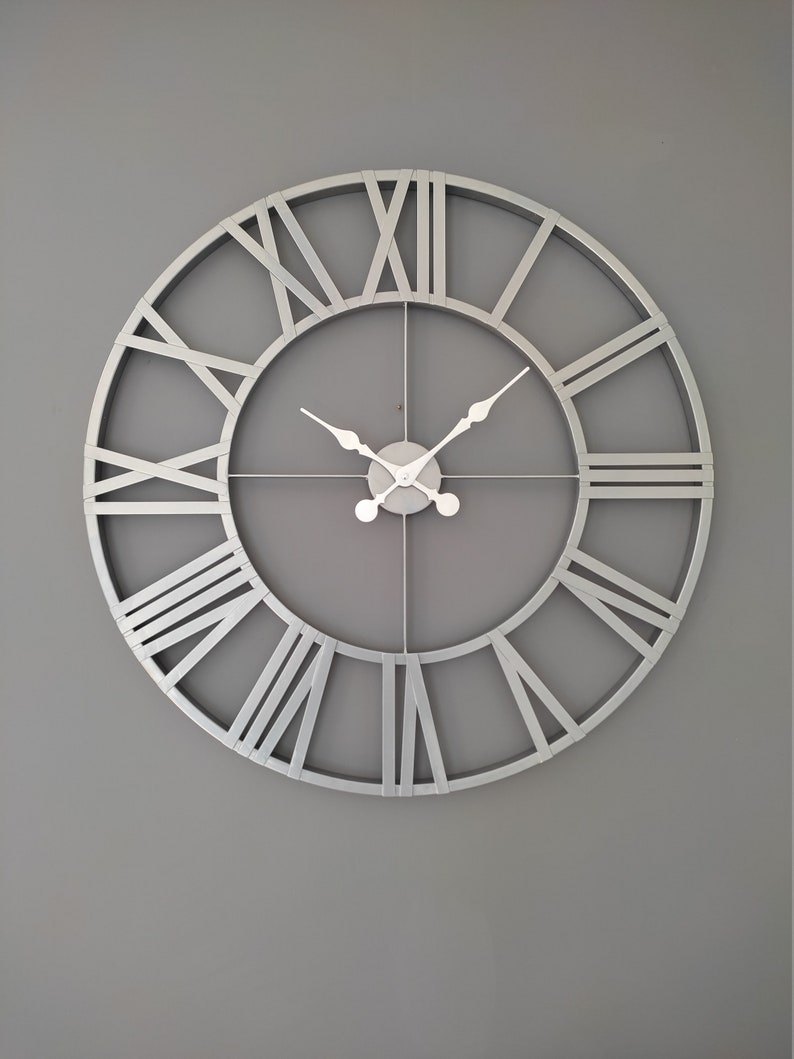 Large Rustic Wall Clock Romen Numerals Metal Wall Clock - Etsy