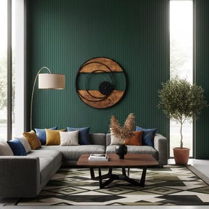 Handmade Large Wall Clock, Farmhouse Style with Live Edge Wood & Metal Frame, Rustic Wooden Modern Decor for Living Room, Office or Entryway