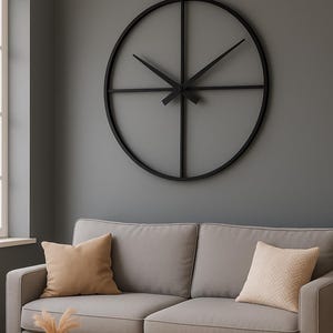 Minimalist Black Metal Wall Clock-Contemporary Design-Industrial Style-Handcrafted Timepiece-Modern Industrial Wall Clock-Unique Home Decor