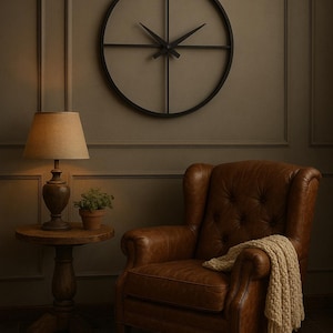 Minimalist Black Metal Wall Clock-Contemporary Design-Industrial Style-Handcrafted Timepiece-Modern Industrial Wall Clock-Unique Home Decor