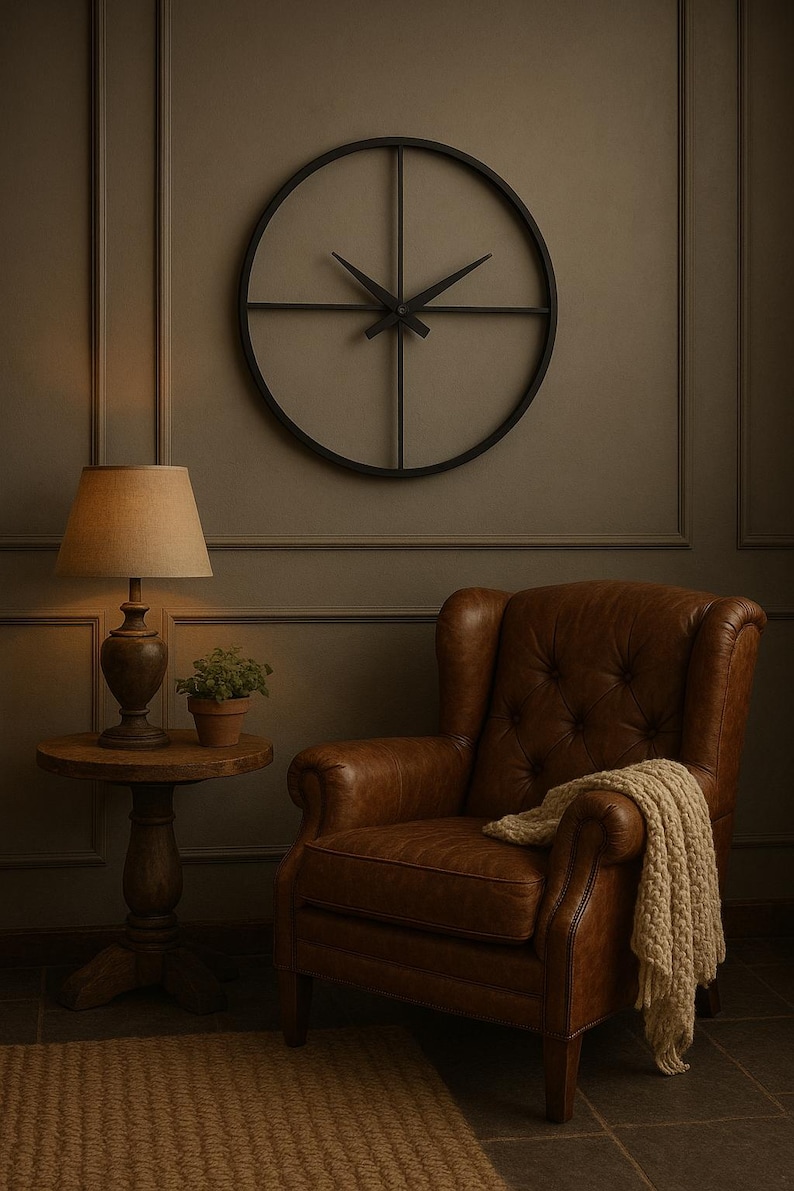 Minimalist Black Metal Wall Clock-Contemporary Design-Industrial Style-Handcrafted Timepiece-Modern Industrial Wall Clock-Unique Home Decor
