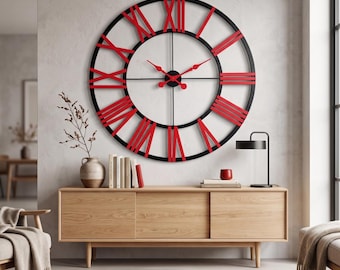 Large Rustic Wall Clock Contemporary Metal Wall Clock Farmhouse Wall Clock Round Silent Wall Clock Industrial Wall Art Housewarming Gift