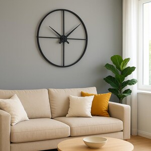 Minimalist Black Metal Wall Clock-Contemporary Design-Industrial Style-Handcrafted Timepiece-Modern Industrial Wall Clock-Unique Home Decor