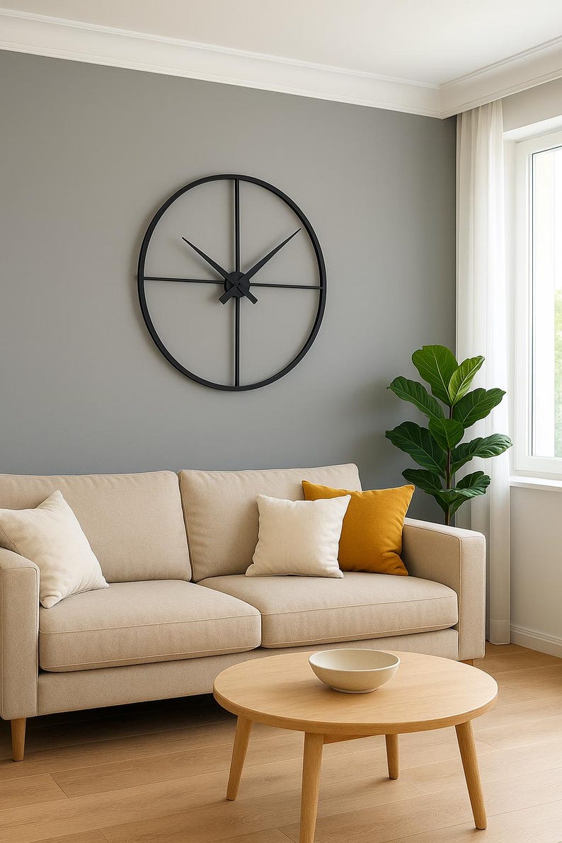 Minimalist Black Metal Wall Clock-Contemporary Design-Industrial Style-Handcrafted Timepiece-Modern Industrial Wall Clock-Unique Home Decor