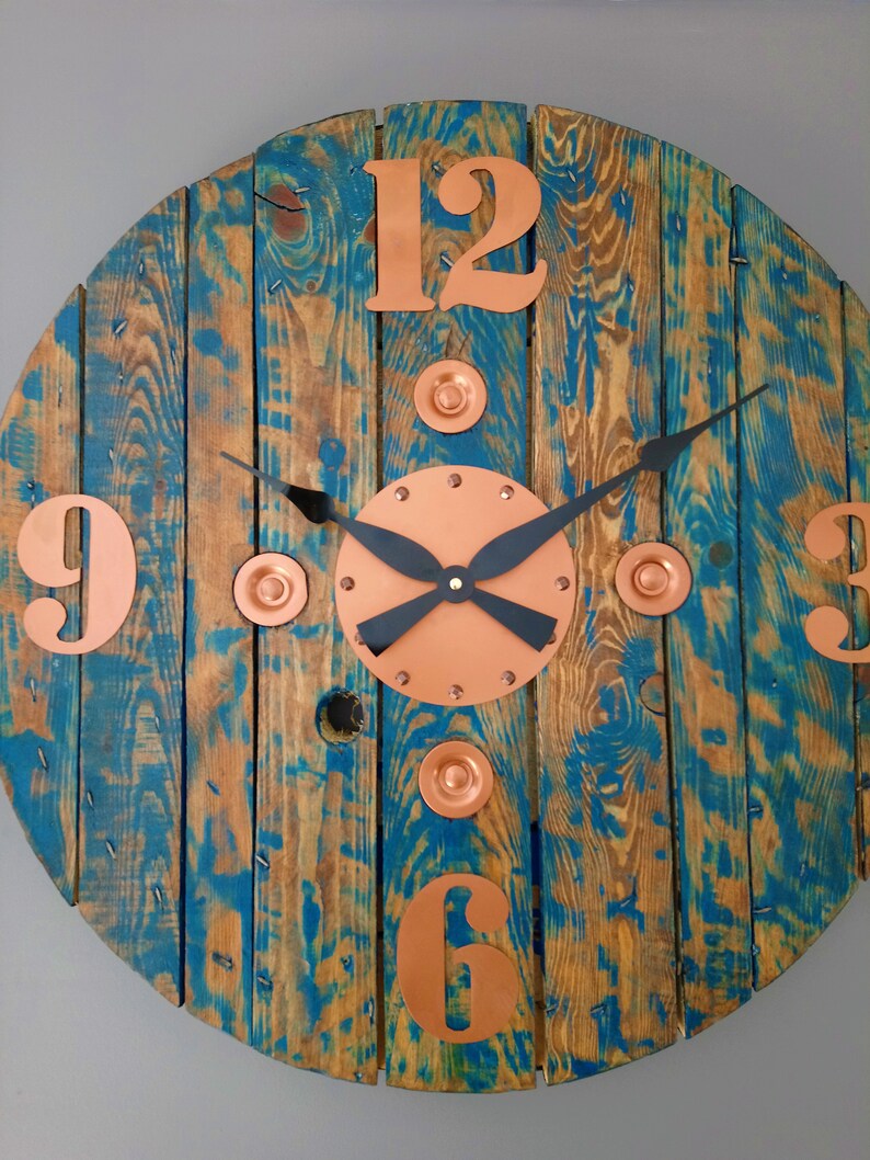 Large Rustic Reclaimed Wood Farmhouse Wall Clock Oversized Etsy