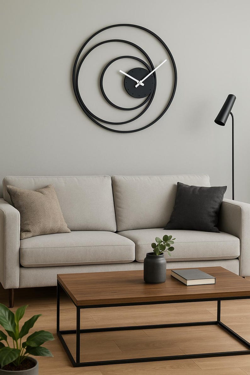 Metal Large Wall Clock Rustic Wall Clock Oversized Farmhouse Wall Clock Modern Minimalist Round Wall Clock Industrial Wall Art Decorative