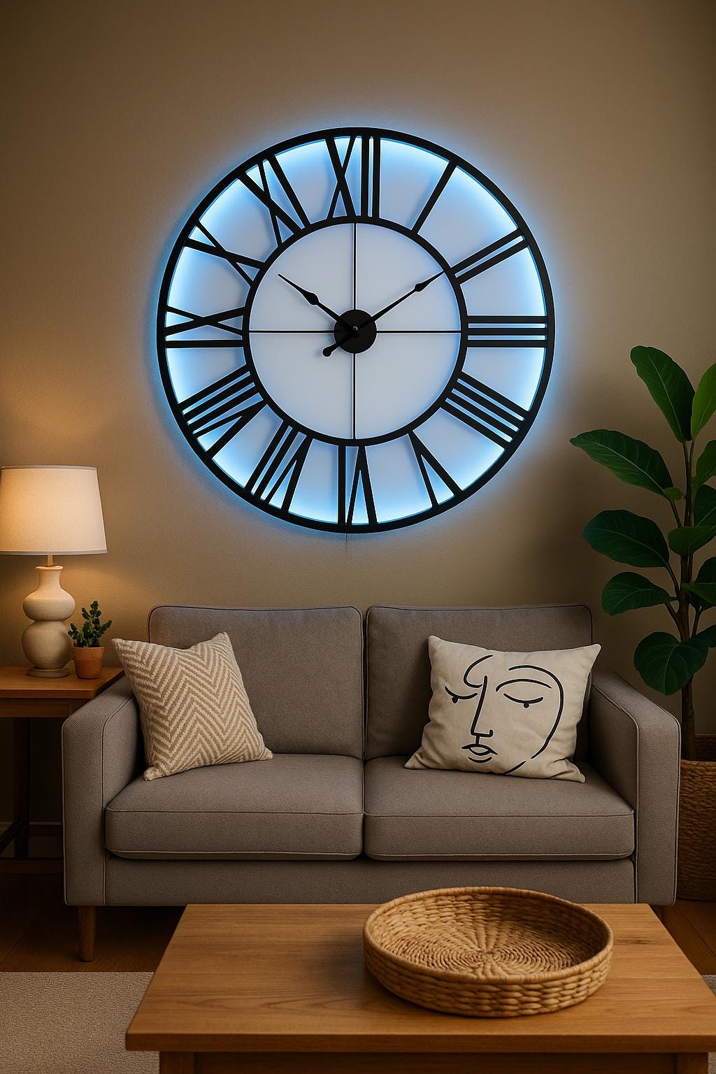 Modern LED Wall Clock – Handmade Roman Numerals Metal & Plexiglass ...