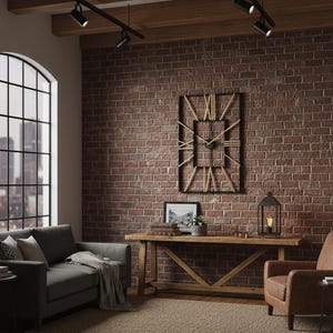 Orologio da parete rettangolare in metallo, grande e unico, stile rustico da fattoria, vintage, industriale, regalo di Natale, decorazione per la casa.