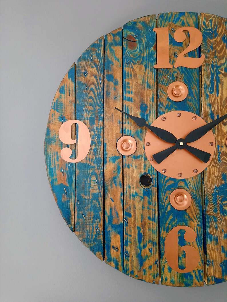 Large Rustic Reclaimed Wood Farmhouse Wall Clock Oversized Etsy