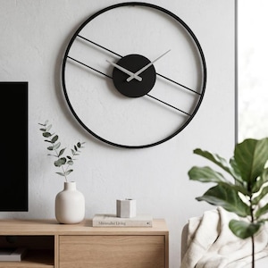 Duży metalowy zegar ścienny, rustykalny zegar ścienny, duży zegar ścienny w stylu wiejskim, nowoczesny, minimalistyczny, okrągły zegar ścienny, industrialna sztuka ścienna, dekoracyjny