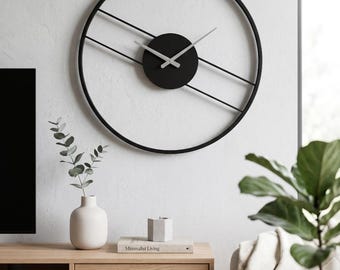 Metal Large Wall Clock Rustic Wall Clock Oversized Farmhouse Wall Clock Modern Minimalist Round Wall Clock Industrial Wall Art Decorative