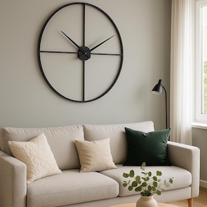 Minimalist Black Metal Wall Clock-Contemporary Design-Industrial Style-Handcrafted Timepiece-Modern Industrial Wall Clock-Unique Home Decor