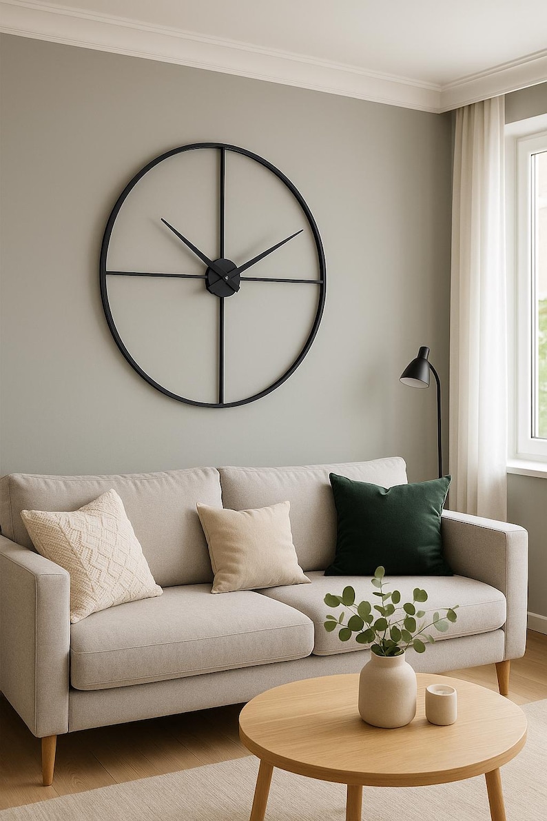 Minimalist Black Metal Wall Clock-Contemporary Design-Industrial Style-Handcrafted Timepiece-Modern Industrial Wall Clock-Unique Home Decor