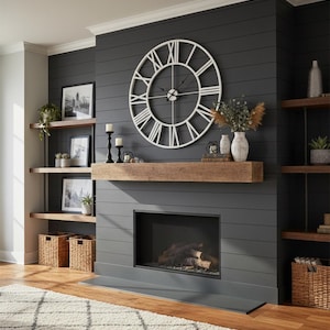 Large Rustic Wall Clock Romen Numerals Metal Wall Clock Farmhouse Wall Clock Round Silent Wall Clock Industrial Wall Art Housewarming Gift