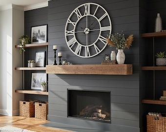 Large Rustic Wall Clock Romen Numerals Metal Wall Clock Farmhouse Wall Clock Round Silent Wall Clock Industrial Wall Art Housewarming Gift
