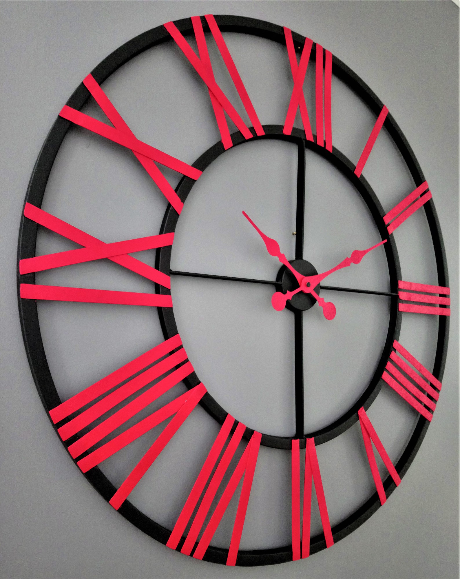Extra Large Metal Wall Clock Rustic Wall Clock Contemporary 40 Etsy