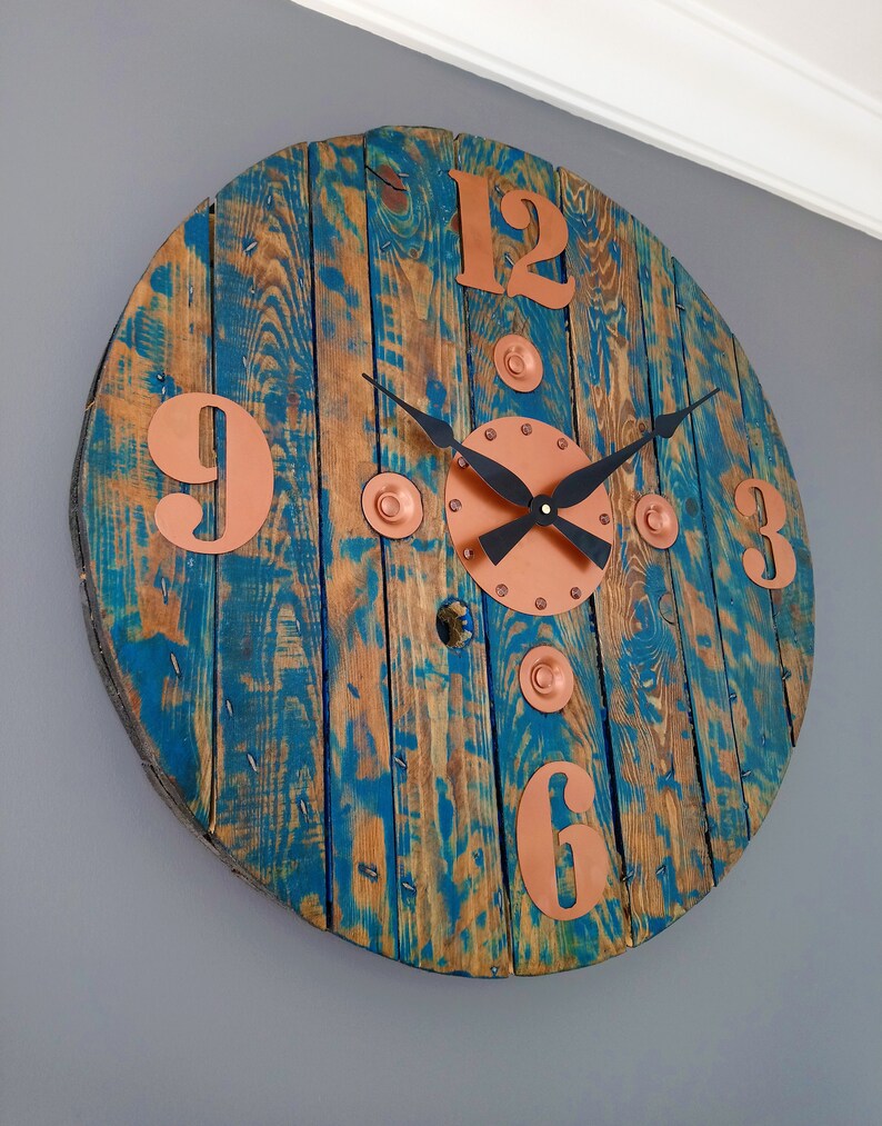 Large Rustic Reclaimed Wood Farmhouse Wall Clock Oversized Etsy
