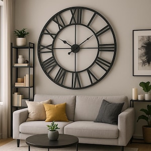Metall Große Wanduhr Rustikale Wanduhr Übergroße Bauernhaus Wanduhr Moderne minimalistische runde Wanduhr industrielle Wandkunst dekorativ