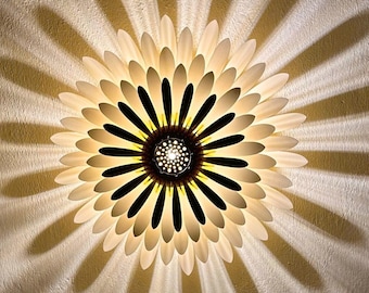Small Flush Mount Ceiling Light, Scandinavian Light Fixture, White Ceiling Light, Wood Lamp, Positive Vibes Indoor Lights, 15'' Wide