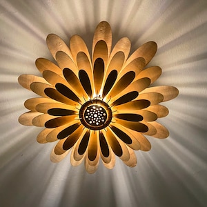 Wood Hanging Pendant Light Shadow Chadelier Shadow Casting Lamp Daisy Flower Ceiling Light Fixture Ambient Night Light Psychedelic Lamp Etsy