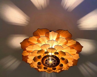Farmhouse Light Fixture, Semi Flush Ceiling Lights Farmhouse, Unique Ceiling Light Fixture, Flower Ceiling Light Shade Vintage, Ceiling Lamp
