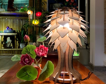 Nachtkastjelampen, retro bureaulamp, rustieke tafellampen, handgemaakte houten lamp, tafellamp boom, art deco led-tafellamp, houten bureaulamp