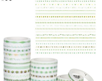 Pack of 20 Washi Tapes in greenish tones