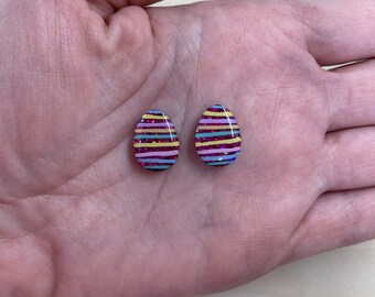 Easter Eggs (Pink) - Hand Painted Resin Stud Earrings