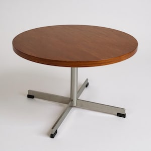 Danish Mid Century Round Coffee Table | Teak & Chrome Base