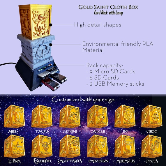 Personalized Card Holder Saint Seiya Gold Cloth Box With LED Lamp