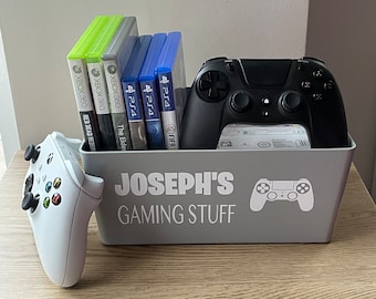Personalised Gaming Stuff Storage Box Boys or Girls Choice of Controller image Christmas Birthday Present for him her