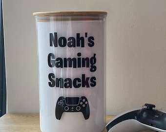 Personalized Gaming Snack Jar Sticker: Gamer Gift, Controller Decal