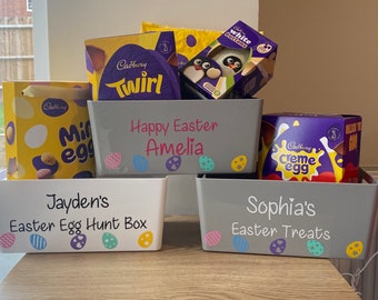 Personalised Easter Box | Boys Girls | Choice of Colours and Wording | Easter Egg Hunt | Happy Easter | Easter Treats | Storage Box