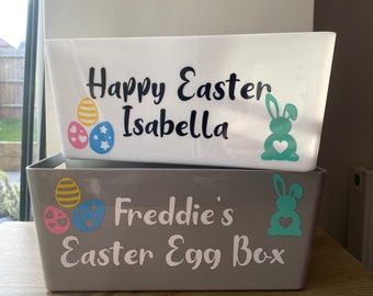 Personalised Easter Box | Boys Girls | Choice of Colours and Wording | Easter Egg Box | Happy Easter | Easter Treats | Storage Box