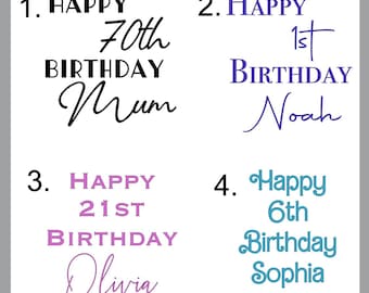 Personalized Happy Birthday Balloon Sticker: Custom Vinyl Decal