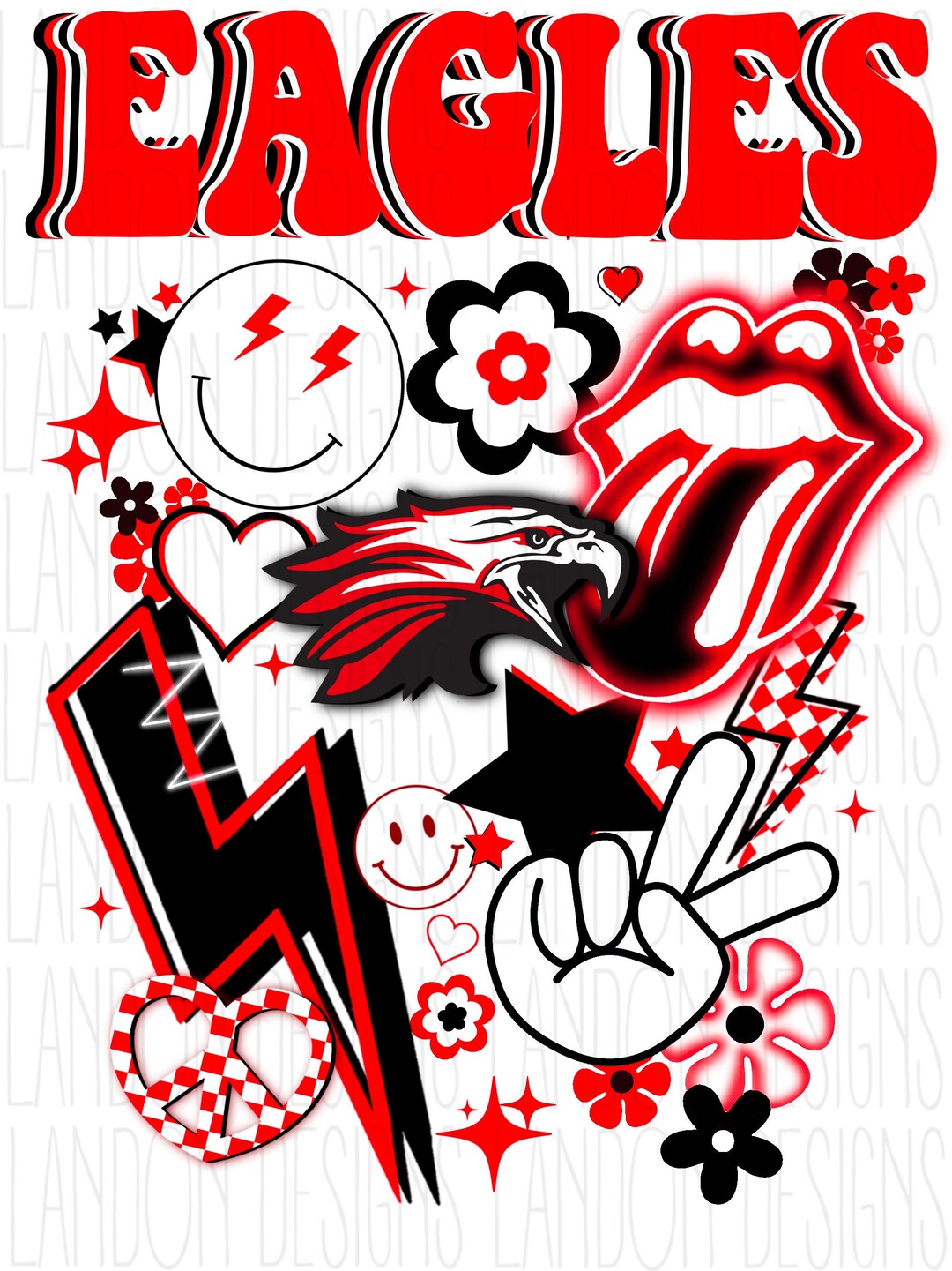 Benavides Football Red PNG Eagles Retro Etsy