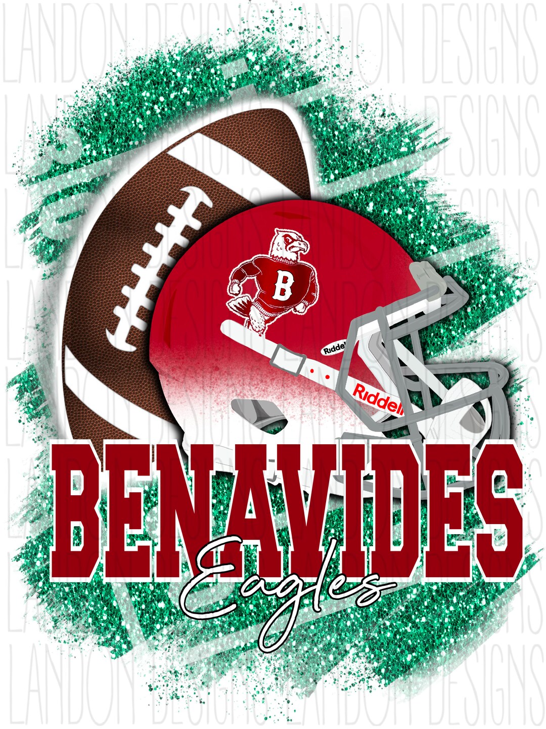 Benavides Football Red PNG Eagles Helmet Etsy
