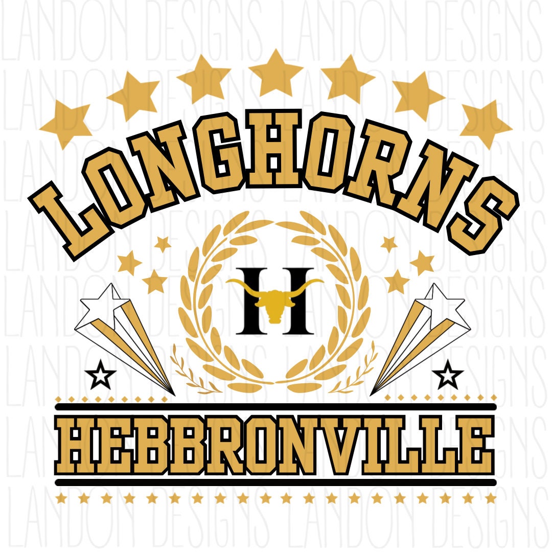 Hebbronville Longhorns PNG Varsity Style Black Gold Etsy