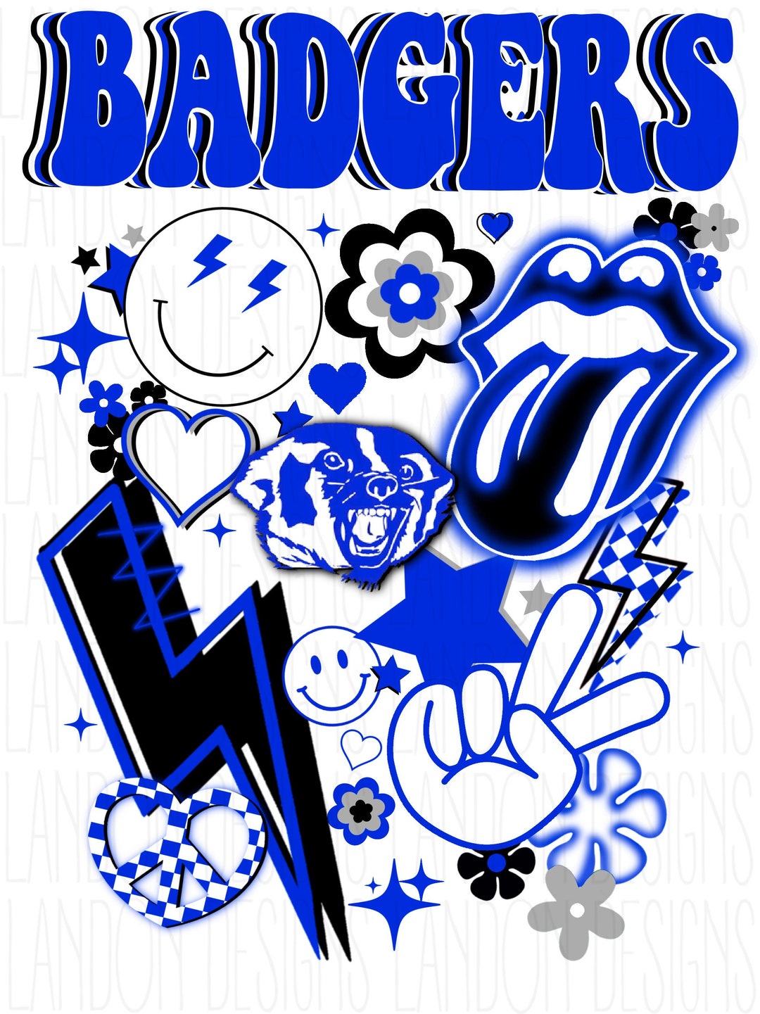 Badgers PNG Royal Blue PNG Badgers Retro Ben Bolt Etsy