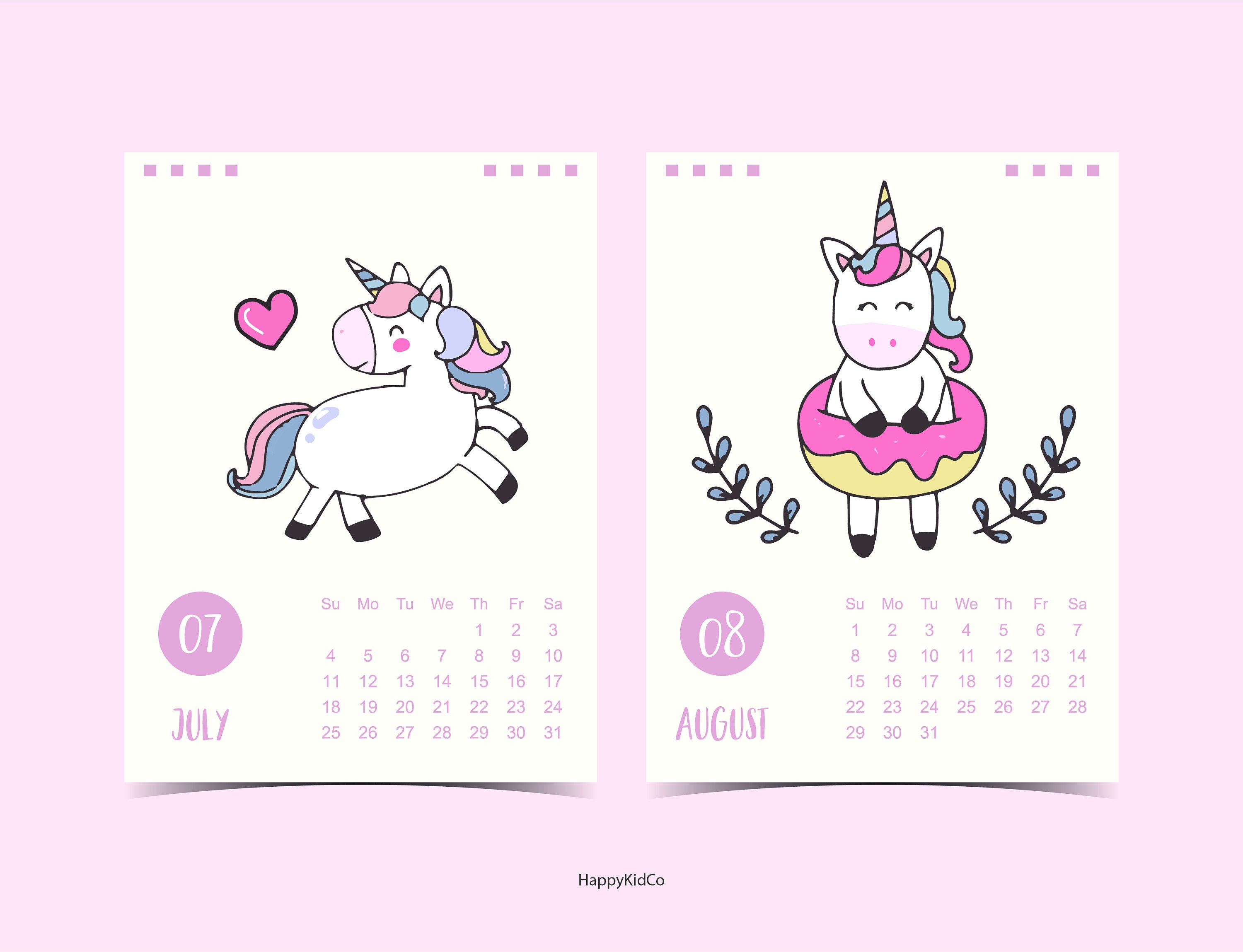 Printable Cute Unicorn Calendar 2021 Calendar for Planner Etsy
