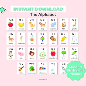 Flash Karten, ABC, Alphabet, Buchstaben, Kinder, Tasche, Printable, Tag, digitaler Download